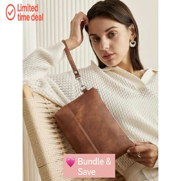 Large Capacity Leather Wristlet Wallet Clutch Purse Phone Organizer Travel - Picture 4 of 8